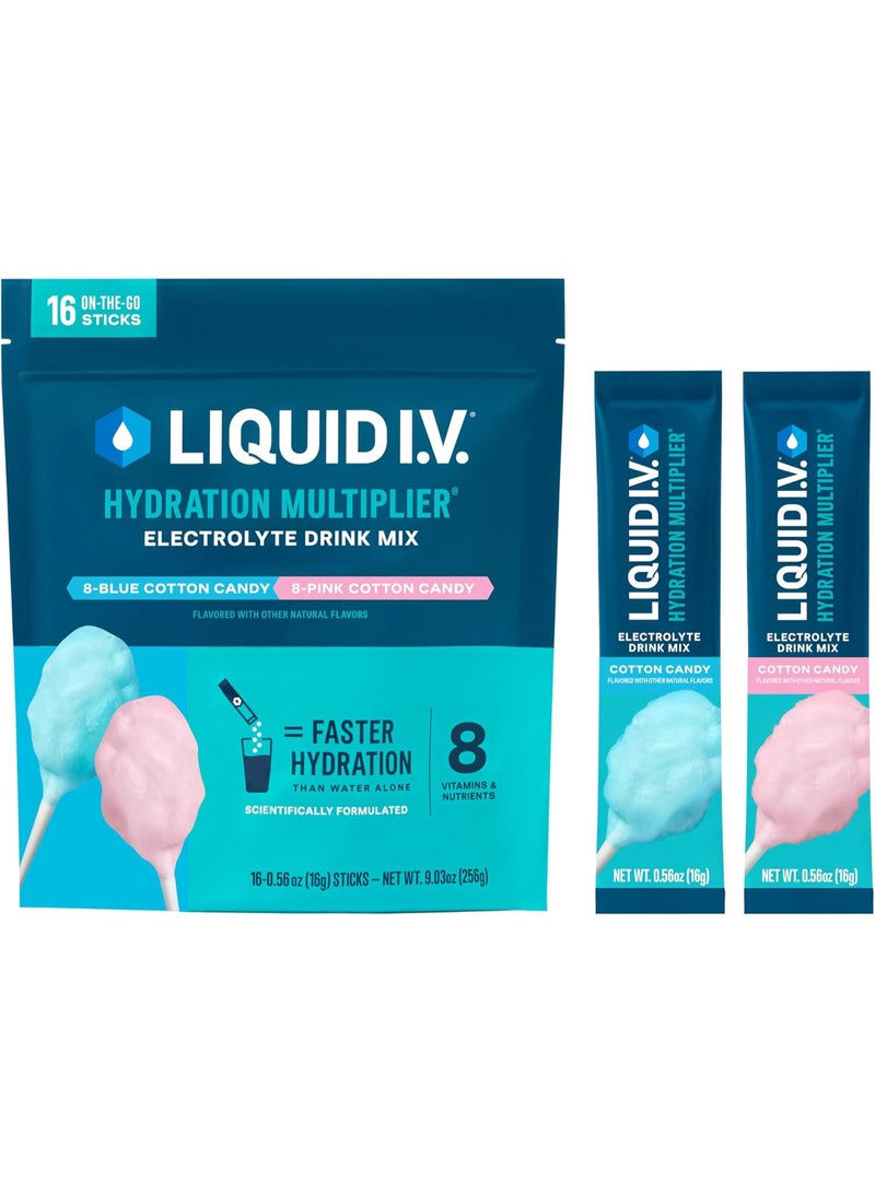ليكويد آي.في. مُضاعِف الترطيب - حلوى القطن | مزيج مشروب مسحوق الإلكتروليت | عبوة واحدة (١٦ حصة) - Image 1