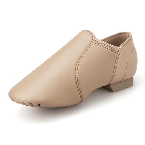 Stelle Jazz Shoes for Girls and Boys PU Leather Slip-On Jazz Dance Shoes (Toddler/Little Kid/Big Kid)(SJ06-Tan,11ML - Image 1