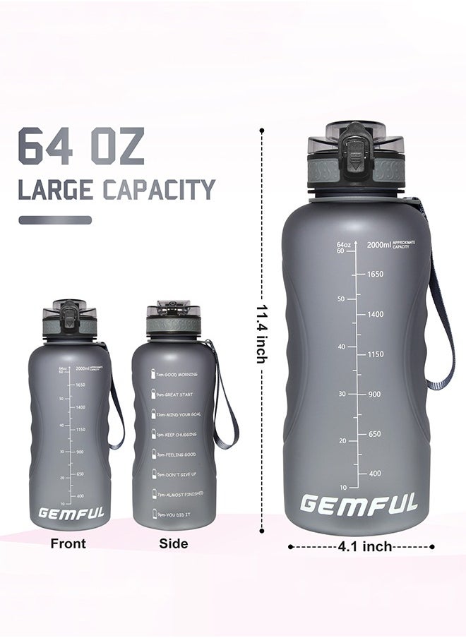 GEMFUL - 2L Water Bottle with Straw Encouraging Goal Leakproof BPA Free Large Water Jug for Fitness and Gym - Image 1