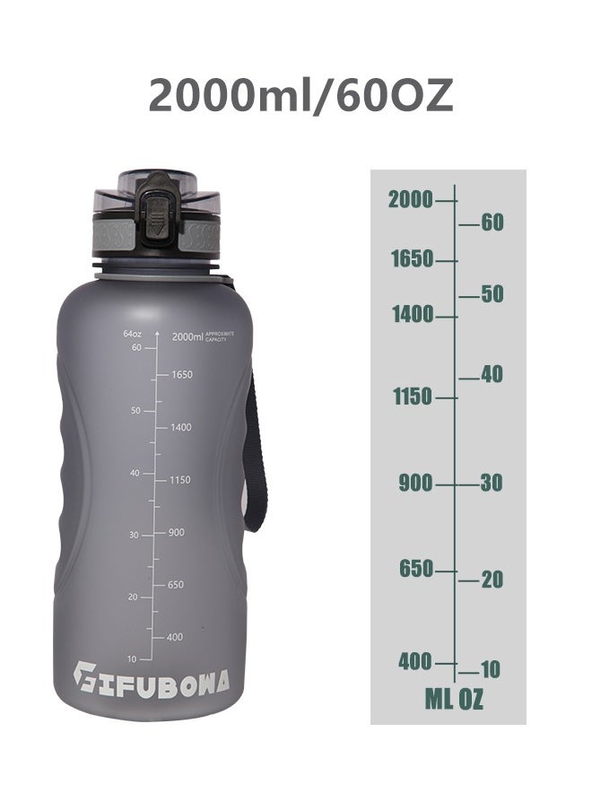 GEMFUL - 2L Water Bottle with Straw Encouraging Goal Leakproof BPA Free Large Water Jug for Fitness and Gym - Image 1
