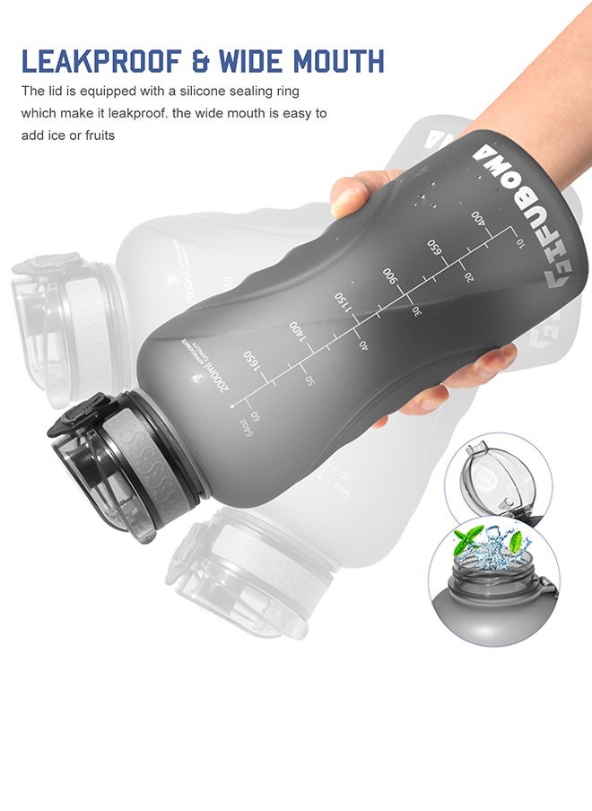 GEMFUL - 2L Water Bottle with Straw Encouraging Goal Leakproof BPA Free Large Water Jug for Fitness and Gym - Image 1
