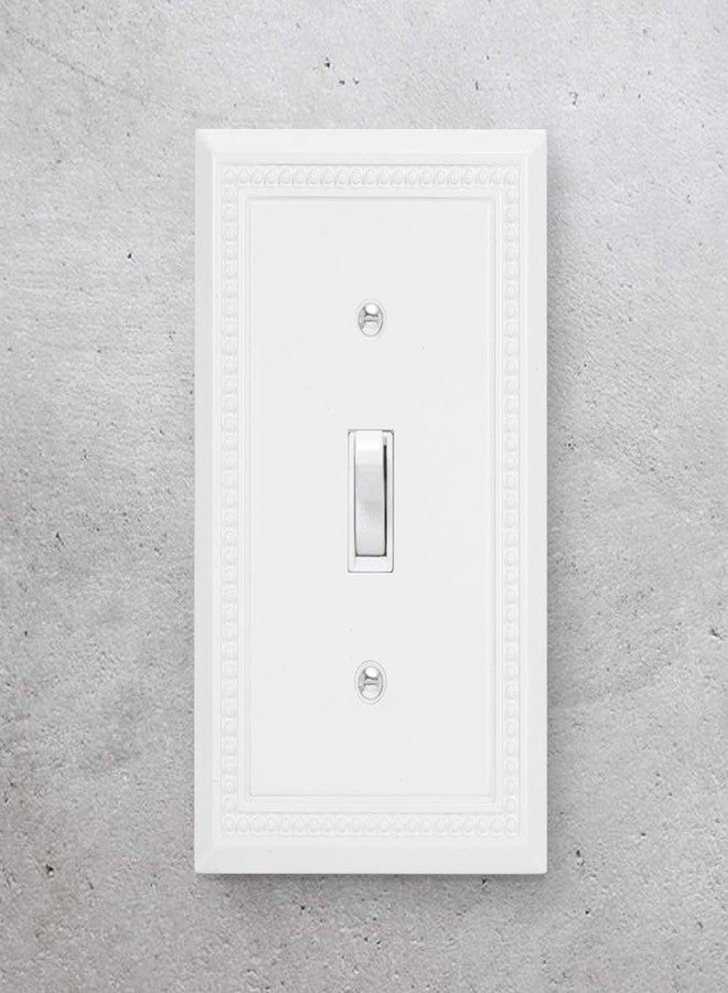 Henne Bery Sunken Pearls Decorative Wall Plate Switch Plate Outlet Cover, Durable Solid Zinc Alloy (Single Toggle, 2 Pack, White) - Image 2