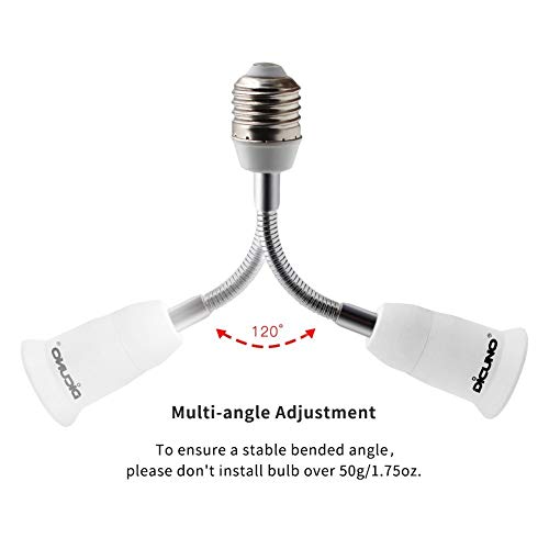 DiCUNO E26 15.5CM/5.5 Inch Extension Socket Extender Adapter, E26 Flexible Extender, All-Directional Adjustable, Standard Light Bulb Socket Extension Converter, 2-Pack - Image 3