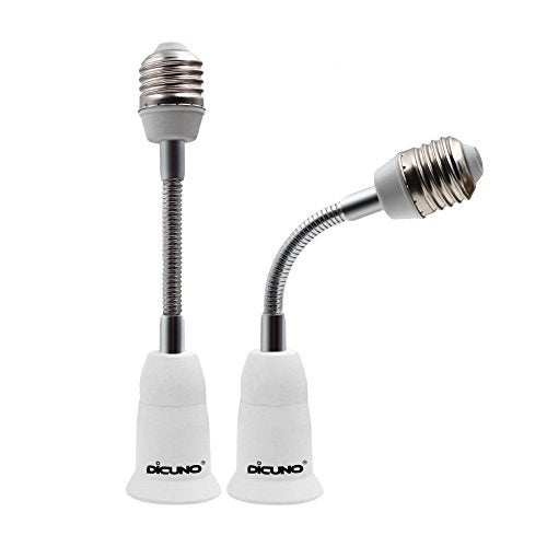 DiCUNO E26 15.5CM/5.5 Inch Extension Socket Extender Adapter, E26 Flexible Extender, All-Directional Adjustable, Standard Light Bulb Socket Extension Converter, 2-Pack - Image 1
