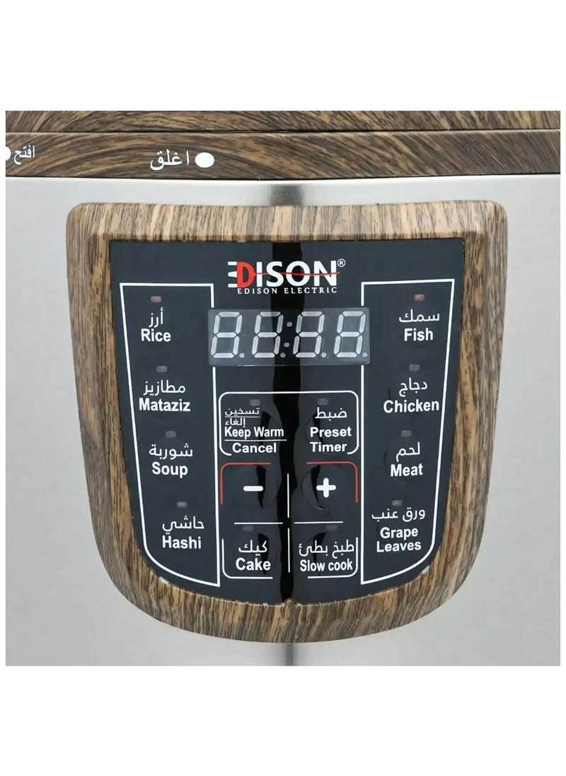 اديسون - قدر ضغط كهربائي 12 لتر جرانيت خشبي غامق 1600 واط - Image 1