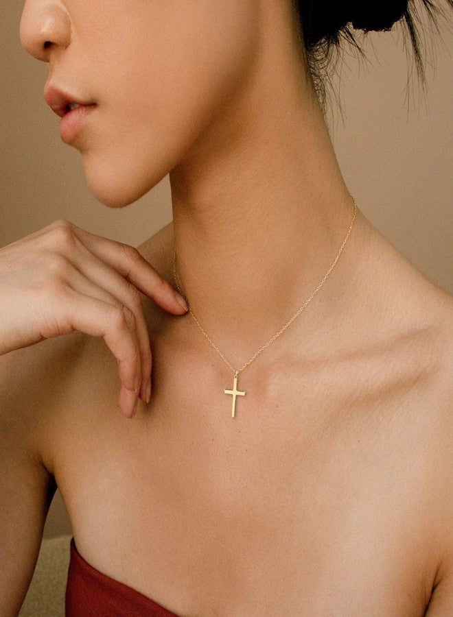 Moodear Cross Necklace for Women - Dainty 14K Gold Plated/Sterling Silver/Rose Gold Layered Cross Pendant Simple Cute Necklaces for Women Trendy Jewelry Gifts, 15 inches, Vermeil, No Gemstone - Image 4