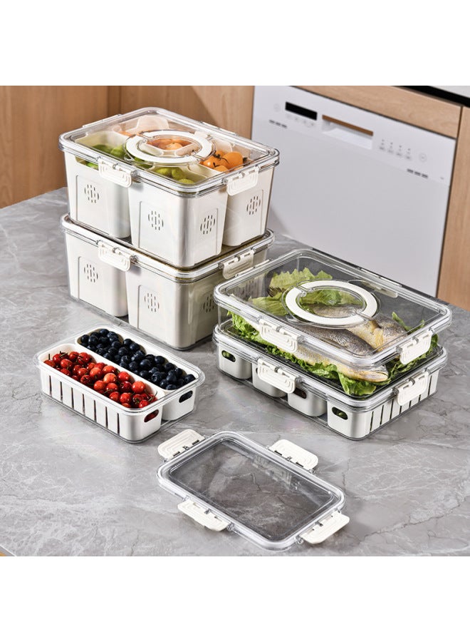 Food-grade Storage Box Sub-seasoning Seasoning Transparent Grain Box Format Seasoning Spices Sealed Kitchen Plastic Preservation-Specifications:PET Short Four-part Grid  - Image 2