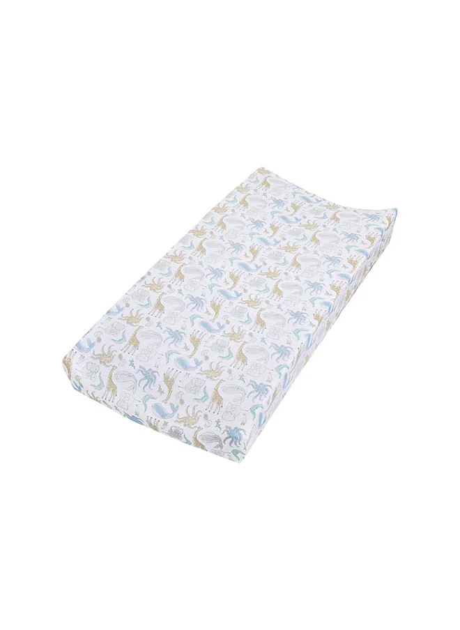 ايدن + أناي Essentials Changing Mat Cover, 100% Cotton Muslin, Super Soft And Breathable, Tailored Snug Fit, Single, Natural History 84 Cm X 43 Cm