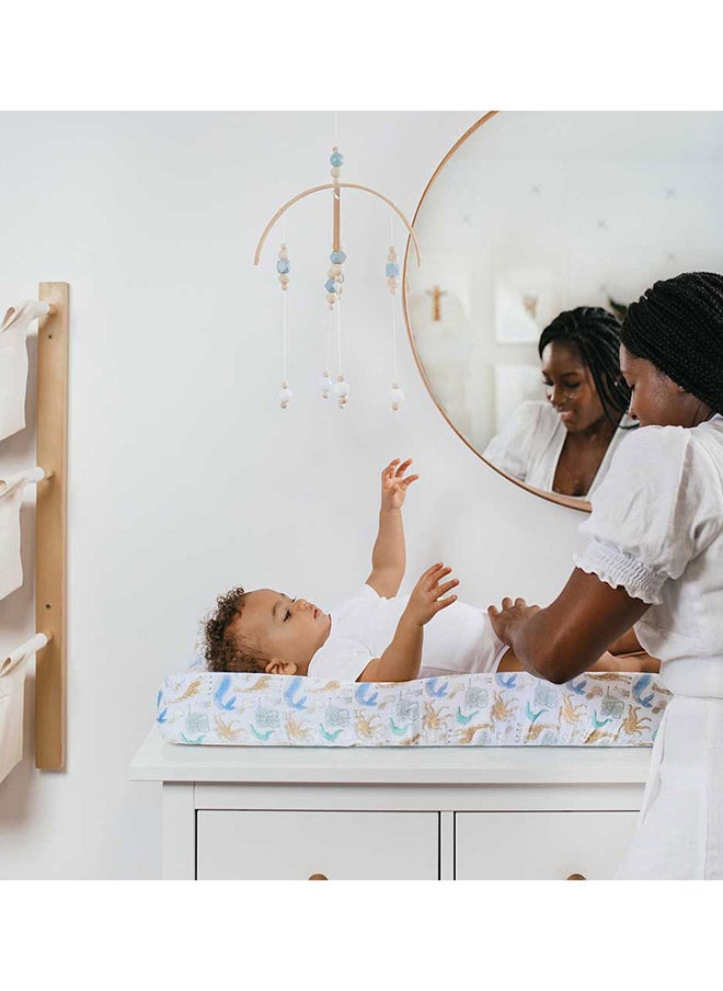 aden + anais - Essentials Changing Mat Cover, 100% Cotton Muslin, Super Soft And Breathable, Tailored Snug Fit, Single, Natural History 84 Cm X 43 Cm - Image 1