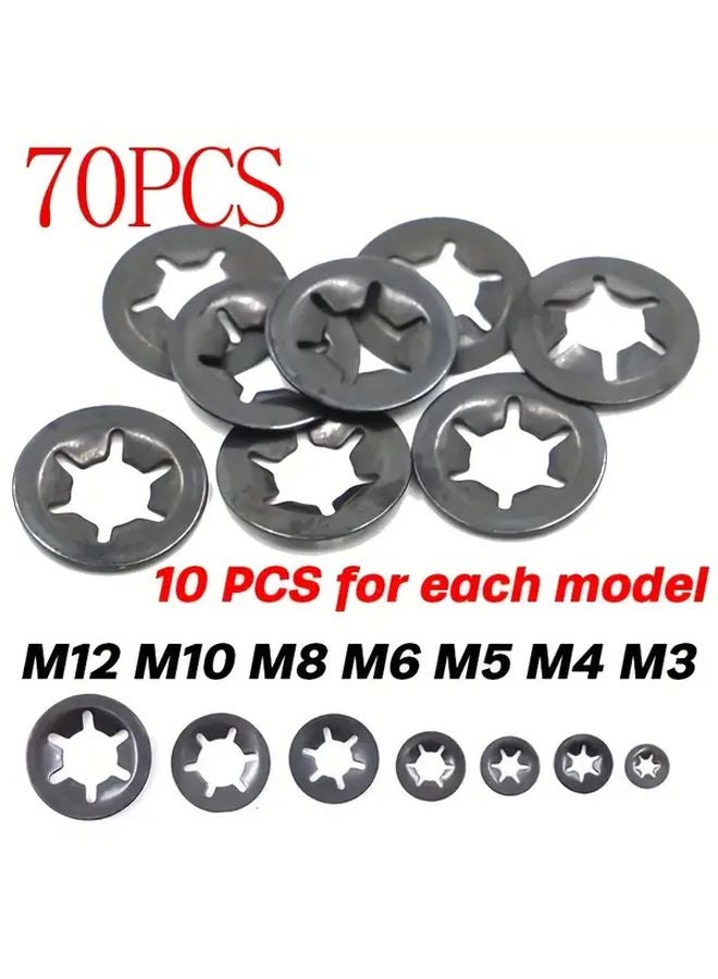 70pcs Manganese Steel Lock Washers Assorted Set M3 M12 For Machinery Automotive - Image 4