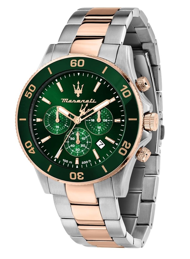 مازيراتي ساعة ماسيراتي كومبيتيزيوني للرجال، كرونوغراف، ساعة كوارتز - R8873600004، ذهب وردي، فولاذ مقاوم للصدأ، 43 ملم، سوار - Image 1