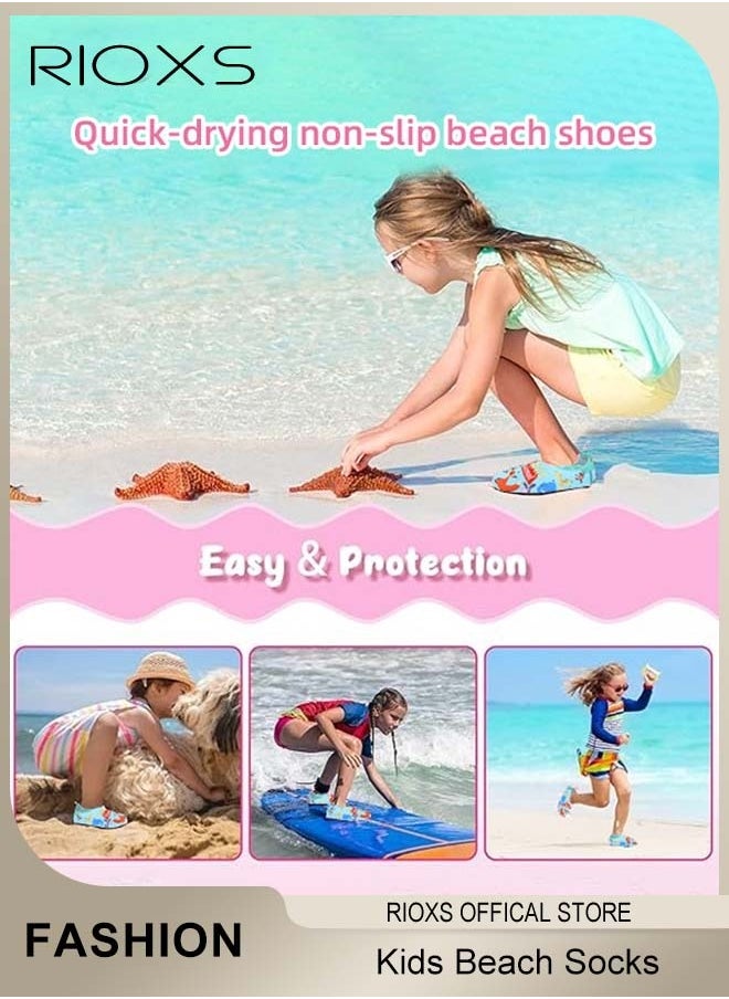 RIOXS Water Shoes Beach Socks For Kids, Toddler Baby Girls Boys Barefoot, Quick-Dry Non-Slip Swim Socks, Quick-Dry Non-Slip Diving Socks, Sports Shoes For Kid In Beach Swimming Pool Water Park  - Image 2