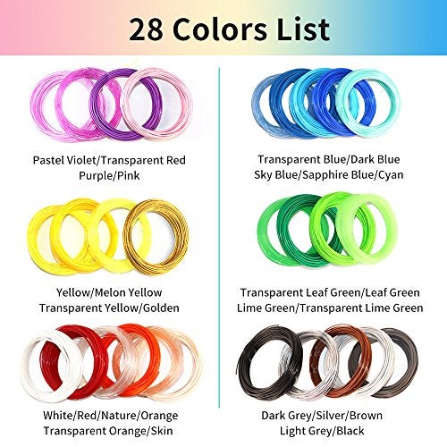 mkoem 28Colors PLA 3D Printing Pen Filament Refill, Each Color 10 Feet, Total 280 Feet, Extra Gift with 2 Finger Caps by MKOEM - Image 2
