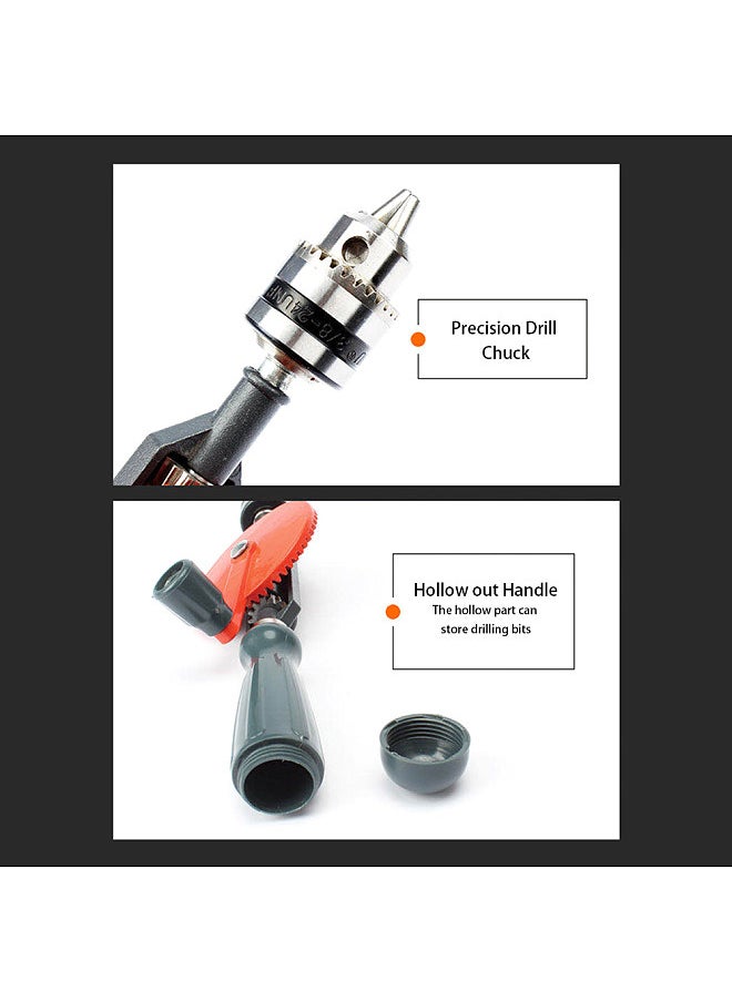 Generic - Hand Crank Drill All Steel Casting Drilling Drill Portable Mini Manual Drill with Double Pinions Hand Drill Tool for Wood/Plastics/PVC/Glass Fibre - Image 1