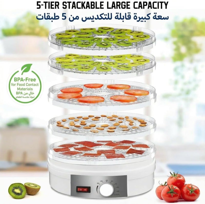 NEELABIL Fruit Dryer Household Fruit Dryer Food Dehydrator Meat Pet Food Air Dryer 5 Floors Household Dehydration and Fruit Drying Machine Beef Pet Snack Herb Egetable Dehydrator - Image 2