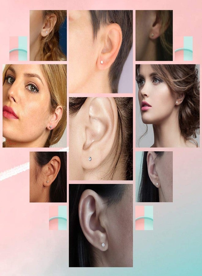 EPIRORA Sterling Silver Stud Earrings for Women- 2 Pairs of 3mm Round CZ Cubic Zircon Earrings Set Tiny Small Cartilage Tragus Earrings - Image 4