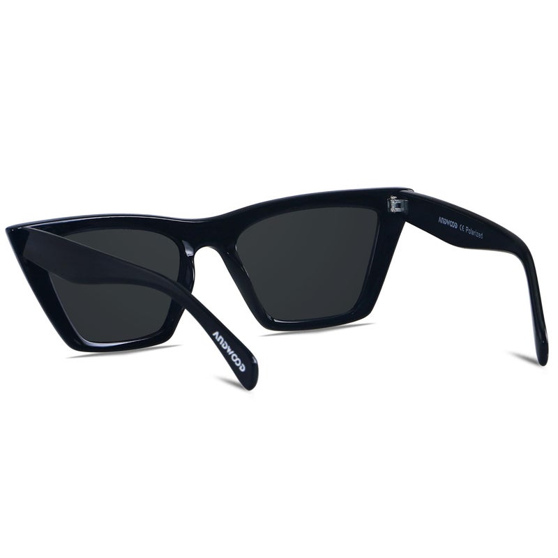 ANDWOOD Cat Eye Sunglasses for Women Cateye Frames Fashion Vintage Square Classic Retro Sun Glasses Black Tortoise Shades - Image 2