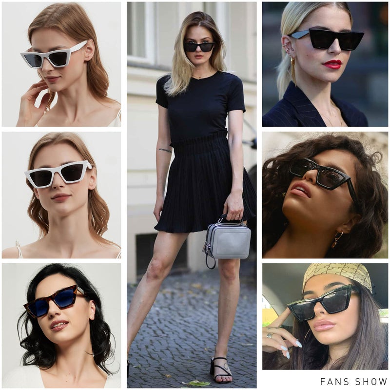 ANDWOOD Cat Eye Sunglasses for Women Cateye Frames Fashion Vintage Square Classic Retro Sun Glasses Black Tortoise Shades - Image 4