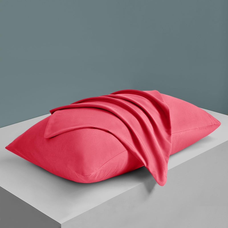 MILVOWOC 2Pcs Brushed Microfiber Queen Pillowcases - 20 x 30 Inch  Hot Pink Pillow Case Set Non Slip Envelope Pillow Cover with Moisture Absorption and Anti-Wrinkle - Image 5