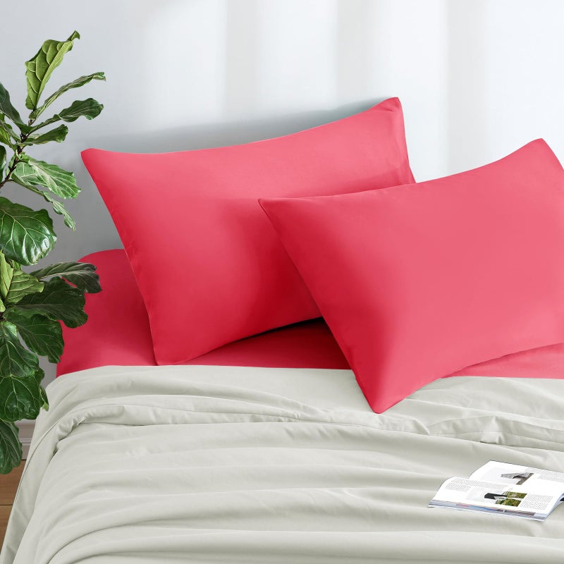 MILVOWOC 2Pcs Brushed Microfiber Queen Pillowcases - 20 x 30 Inch  Hot Pink Pillow Case Set Non Slip Envelope Pillow Cover with Moisture Absorption and Anti-Wrinkle - Image 3