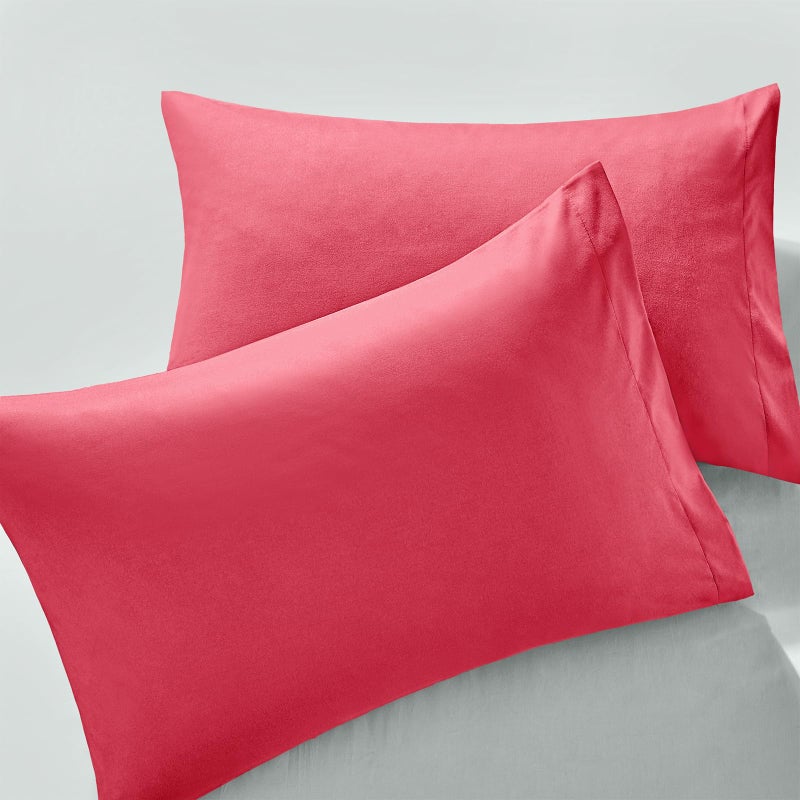 MILVOWOC 2Pcs Brushed Microfiber Queen Pillowcases - 20 x 30 Inch  Hot Pink Pillow Case Set Non Slip Envelope Pillow Cover with Moisture Absorption and Anti-Wrinkle - Image 1