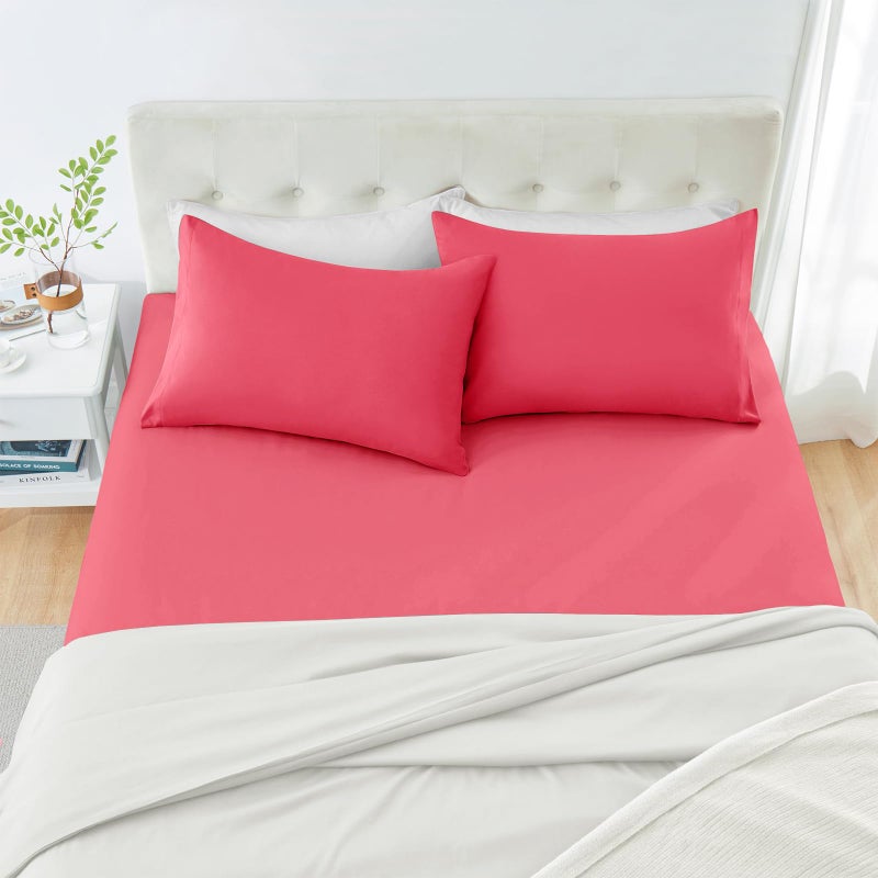 MILVOWOC 2Pcs Brushed Microfiber Queen Pillowcases - 20 x 30 Inch  Hot Pink Pillow Case Set Non Slip Envelope Pillow Cover with Moisture Absorption and Anti-Wrinkle - Image 4