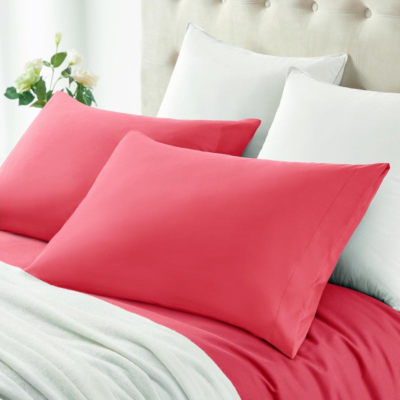 MILVOWOC 2Pcs Brushed Microfiber Queen Pillowcases - 20 x 30 Inch  Hot Pink Pillow Case Set Non Slip Envelope Pillow Cover with Moisture Absorption and Anti-Wrinkle - Image 2