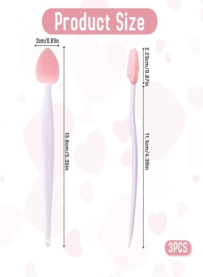 Sluswallow 3Pcs Multicolor Lip Scrub Brush,Lip Exfoliator Brush,Silicone Lip Scrubber Exfoliator Tool, Double-Makeup Brushes and Tools,Sided Mini Silicone Brush Lip Lightening for Dark Lips,Remove Dead Skin - Image 2