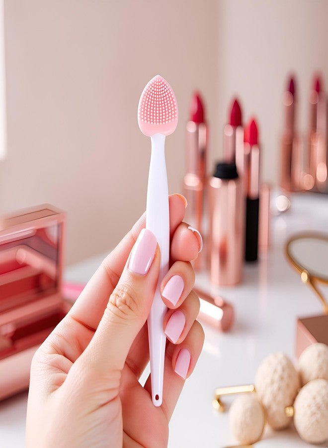 Sluswallow 3Pcs Multicolor Lip Scrub Brush,Lip Exfoliator Brush,Silicone Lip Scrubber Exfoliator Tool, Double-Makeup Brushes and Tools,Sided Mini Silicone Brush Lip Lightening for Dark Lips,Remove Dead Skin - Image 4