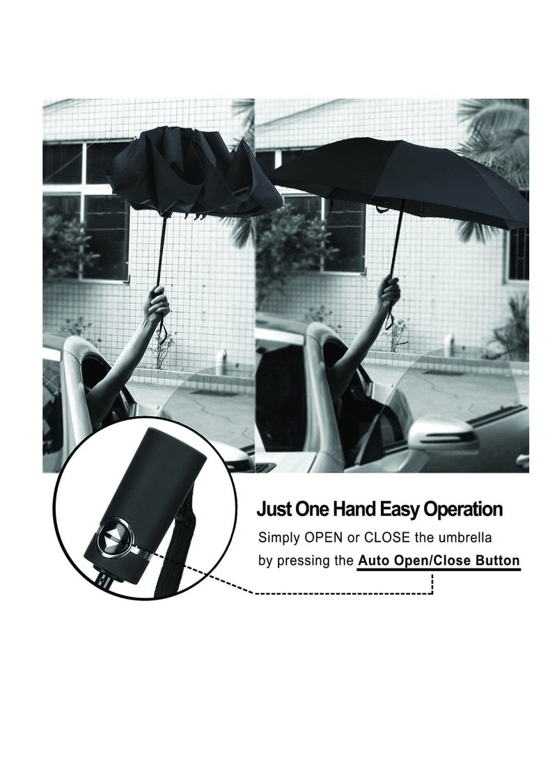 Excefore مظلة - مظلة للرجال، مظلات مطر كبيرة الحجم للرجال، مظلة مقاومة للرياح كبيرة للرجال والنساء والأطفال والفتيات والأولاد، مع فتح وإغلاق تلقائي - Image 1