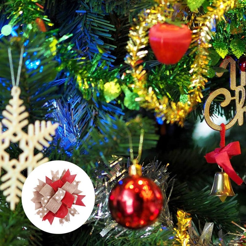 BESTOYARD Christmas Natural Burlap Bow Large Xmas Tree Topper Bowknot Hanging Decoration for Christmas Tree Wreaths Boxes (Red) - Image 5