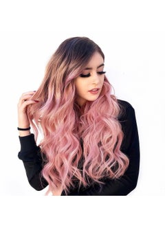 NAYOO NAYOO Long Pink Wig for Women - 26 Inch Ombre Pink Wavy Wigs for Women, Natural Looking Ombre Pink Hair Wigs, Easy to Put Pink Curly Wig (Ombre Pink) 
