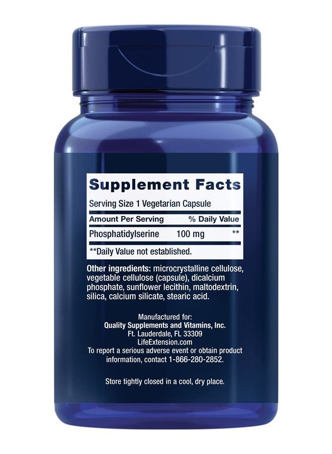 Life Extension - PS Caps 100mg - Phosphatidylserine Supplement for Brain health - Healthy Cognitive Function, Memory, Focus, Concentration Support - Non-GMO, Gluten-Free, Vegetarian - 100 Capsules - Image 1