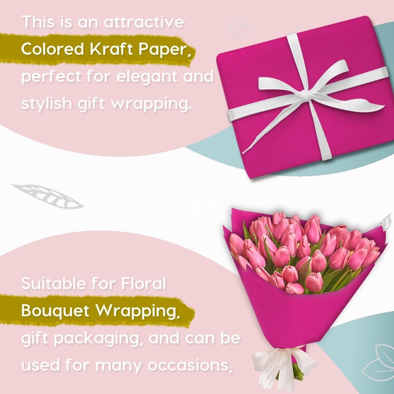 SMART&CASUAL 17.8" x 760" (63') Rose Red Kraft Craft Paper Roll for Gift Wrapping Bulletin Board Bouquet Flower Kids Art Packing Parcel Table Covering 80GSM 55LB (Rose Red, 17.8" x 63') - Image 4
