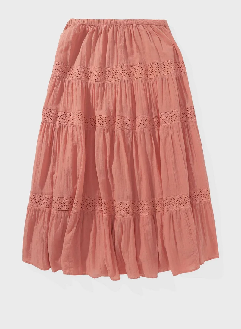American Eagle Lace Detail Tiered Skirt