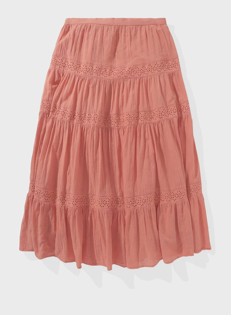 American Eagle Lace Detail Tiered Skirt