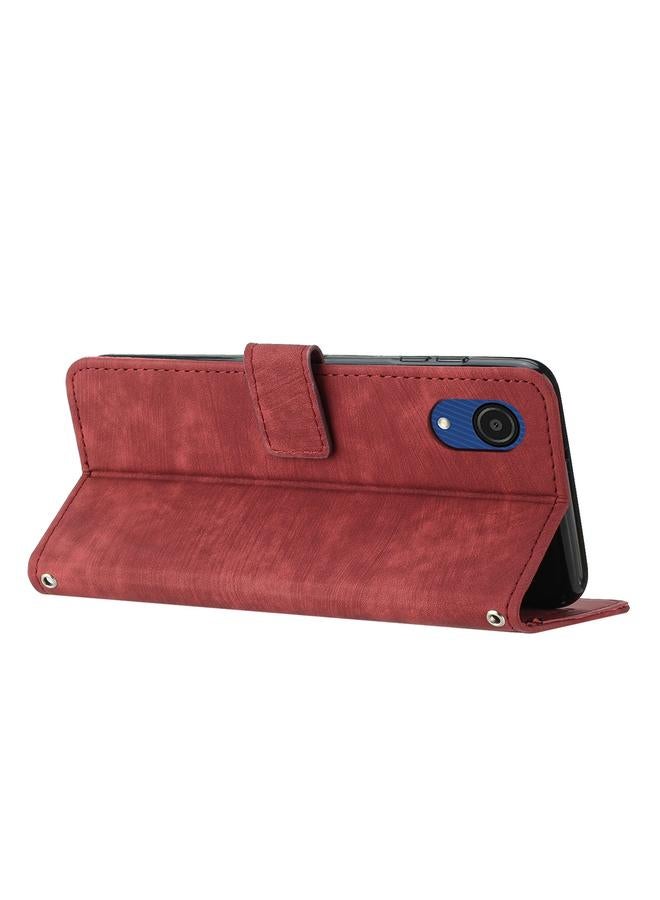 S-TOP Case For Samsung Galaxy A03 Core Skin Feel Stripe Pattern Leather Phone Case with Lanyard - Image 3