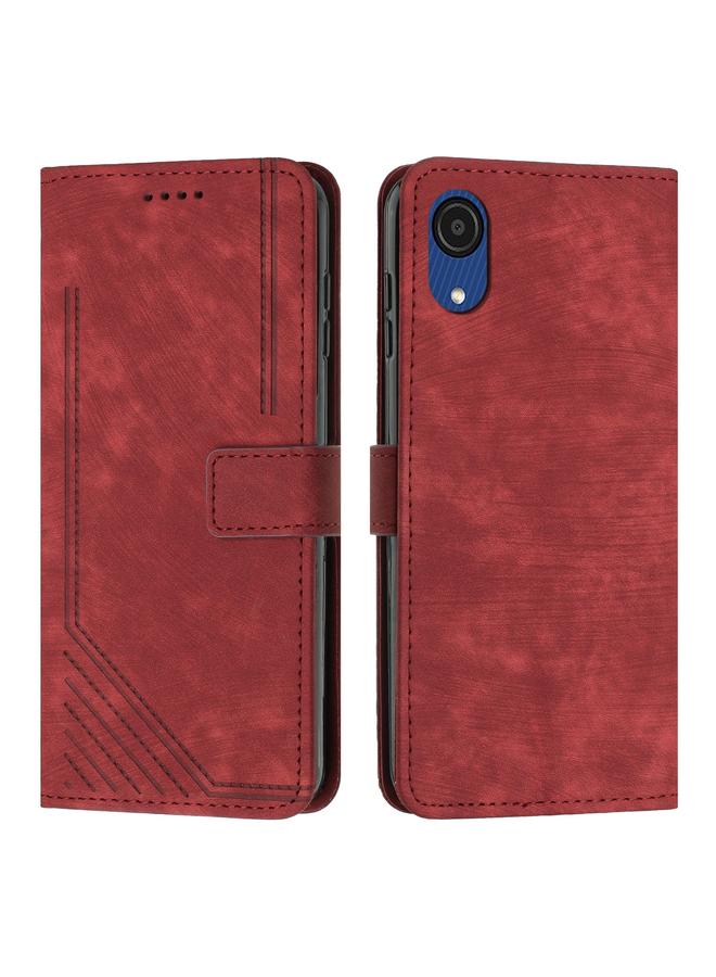 S-TOP Case For Samsung Galaxy A03 Core Skin Feel Stripe Pattern Leather Phone Case with Lanyard - Image 2