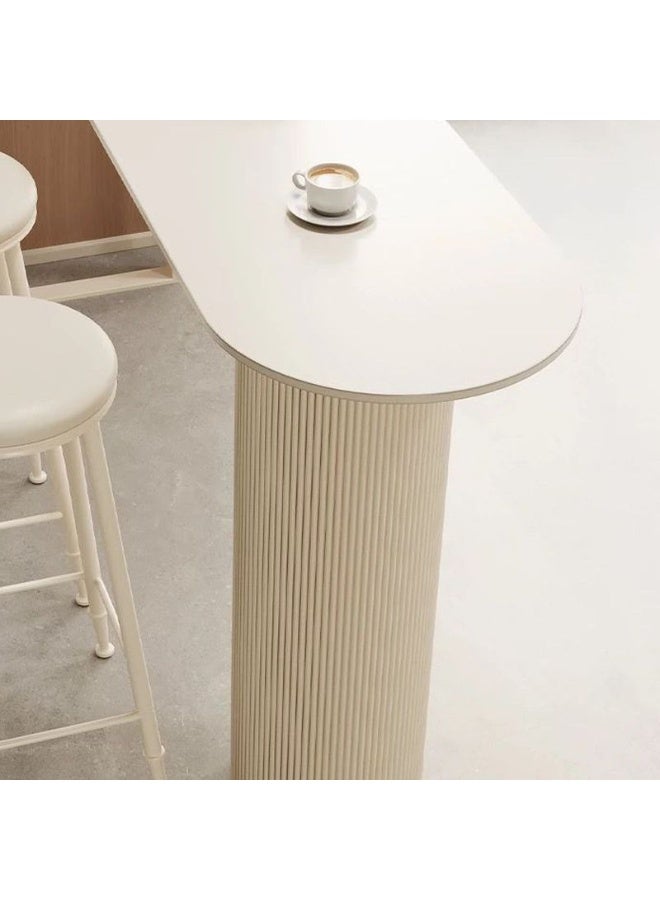 أيه دابليو دي طقم طاولة بار حديث بتصميم صناعي مع كرسيين، طاولة طعام مرتفعة بسطح من حجر السنترد باللون الأبيض، مناسبة للمطبخ أو الكاونتر، المقاس ‎140×50 سم‎ - Image 2