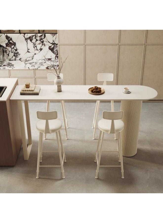 أيه دابليو دي طقم طاولة بار حديث بتصميم صناعي مع كرسيين، طاولة طعام مرتفعة بسطح من حجر السنترد باللون الأبيض، مناسبة للمطبخ أو الكاونتر، المقاس ‎140×50 سم‎ - Image 3