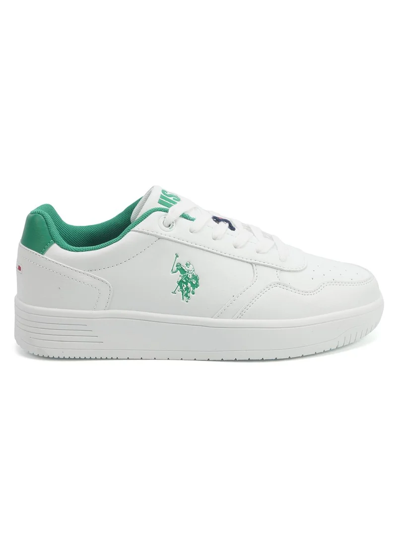 Men's White Sneakers - Lightweight Modern Design with Green Accent