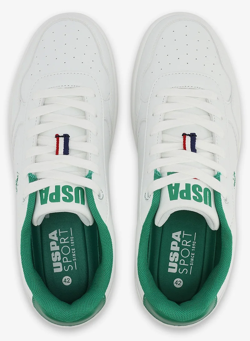 U.S. Polo Assn. white Men's White Sneakers - Lightweight Shoes Modern Design with Green Accent for Men | Best Price UAE