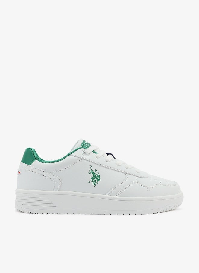 يو اس بولو اسن أحذية رياضية بيضاء رجالية بتصميم عصري خفيف الوزن بلمسة خضراء - Image 1