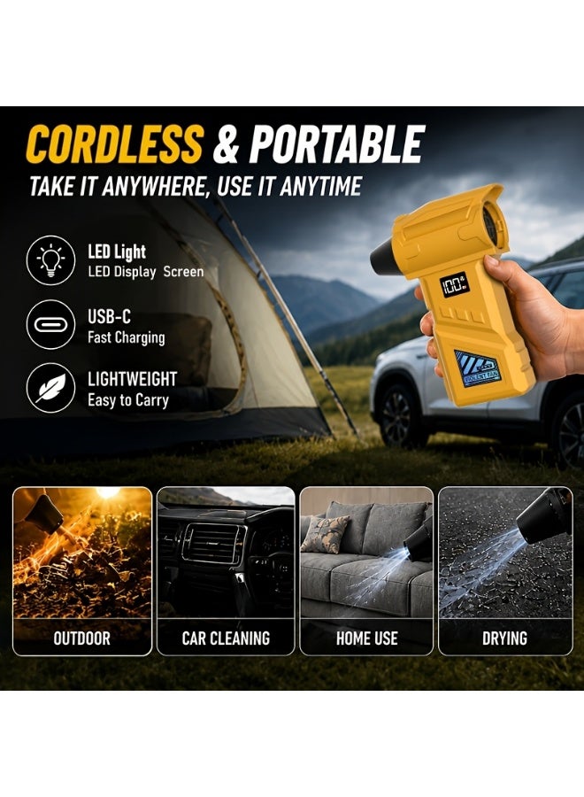 Cordless Electic Air Duster – Rechargeable Wireless Dust Blower with LED Light, USB-C Fast Charge, Mini Leaf Blower for PC, Car, Camping & BBQ - Image 5