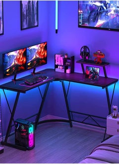 AGD L Shaped Office Desk Corner Computer Table Home Gaming Desk Office Writing Workstation Space-Saving Easy to Assemble Black  - Image 4