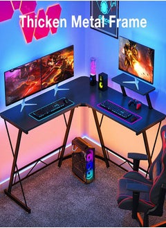 AGD L Shaped Office Desk Corner Computer Table Home Gaming Desk Office Writing Workstation Space-Saving Easy to Assemble Black  - Image 5