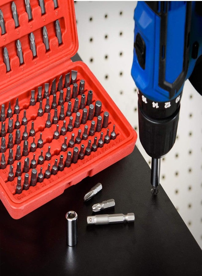Serplex® 100Pcs Screwdriver Bit Kit Cr-V Steel 1/4-inch Adapters Phillips Slotted Hex Torx Star Tamperproof Pozi Square Spanner Torque Tri-Wing Clutch Spline Wing Nut, Security Torx Bit Set - Image 2