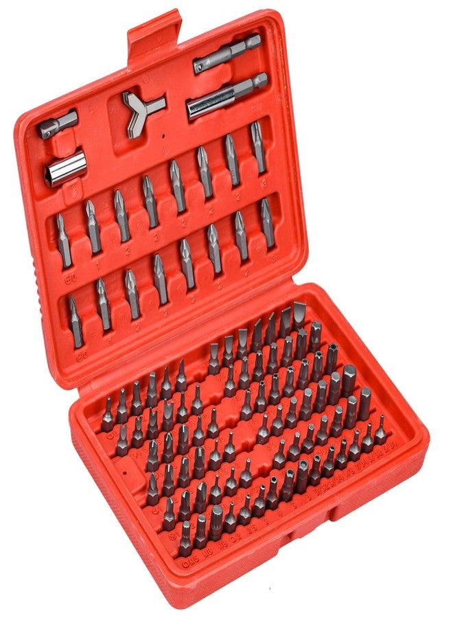 Serplex® 100Pcs Screwdriver Bit Kit Cr-V Steel 1/4-inch Adapters Phillips Slotted Hex Torx Star Tamperproof Pozi Square Spanner Torque Tri-Wing Clutch Spline Wing Nut, Security Torx Bit Set - Image 1