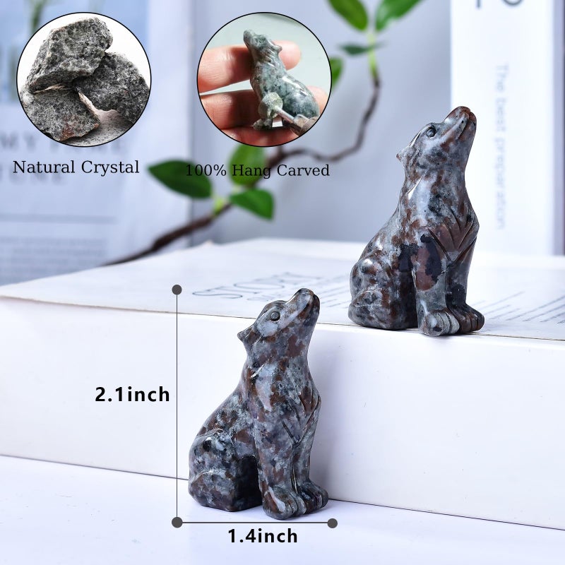 Ytbeoxk 2.1 Inch Flame Stone Wolf Crystal Statue Wolf Gifts Healing Crystal Decor Wolf Totem Figurines Stone Energy Gemstones  in Bedroom Office Christmas Meditation Gifts for Men Gril Women - Image 2
