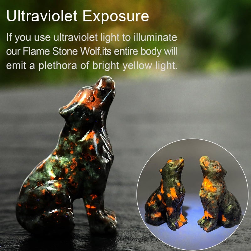 Ytbeoxk 2.1 Inch Flame Stone Wolf Crystal Statue Wolf Gifts Healing Crystal Decor Wolf Totem Figurines Stone Energy Gemstones  in Bedroom Office Christmas Meditation Gifts for Men Gril Women - Image 4